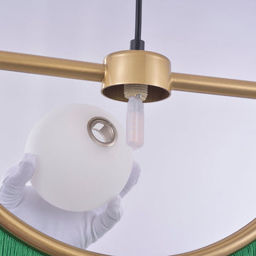 Stylish Yellow Fringe Pendant Light Half-Moon Gold Ceiling Lamp